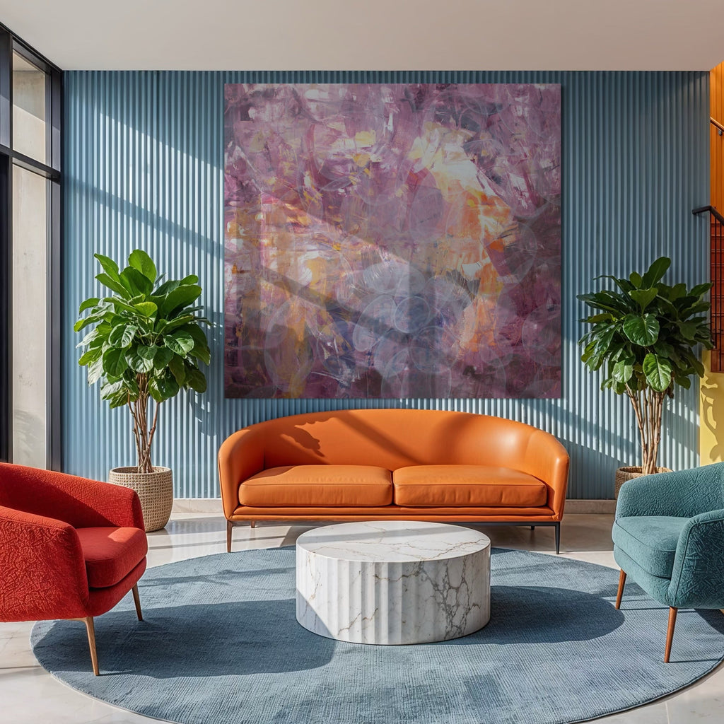 The artwork, Meditation 7, by Carin Kulb Dangot, displayed in a room.