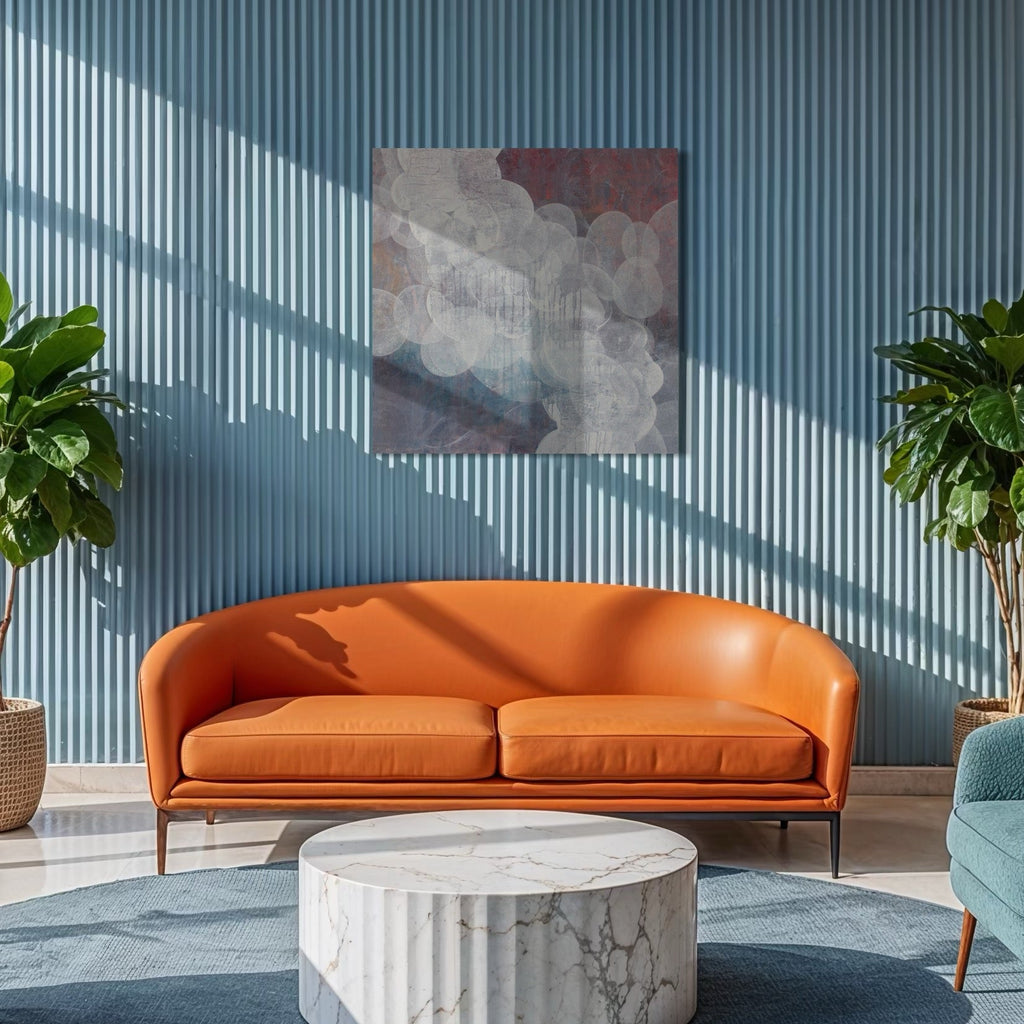 The artwork, Meditation Passage 10, by Carin Kulb Dangot, displayed in a room.
