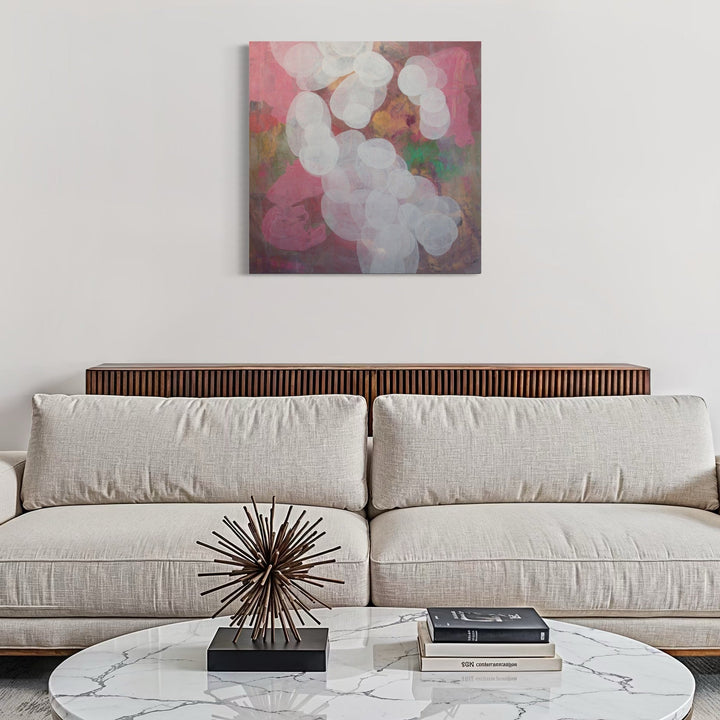 The artwork, Meditation Passage 13, by Carin Kulb Dangot, displayed in a room.