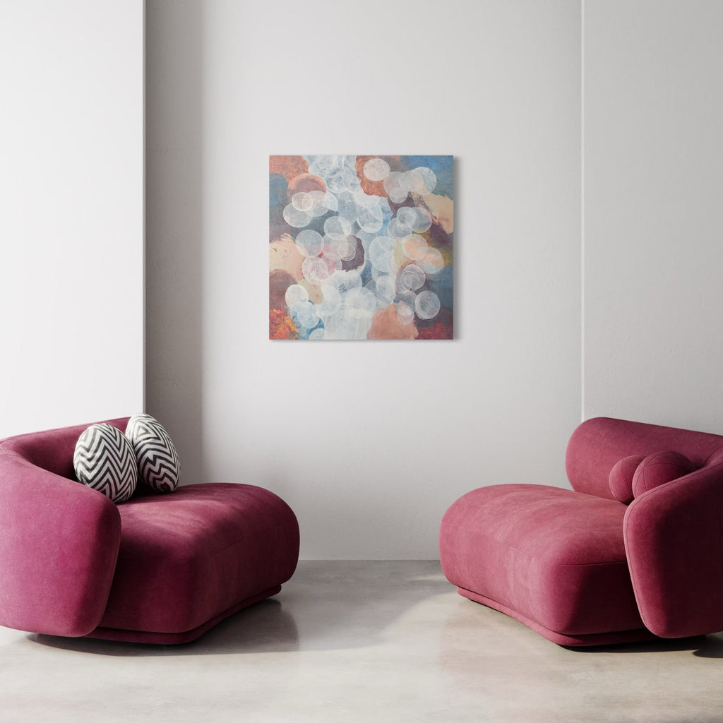 The artwork, Meditation Passage 14, by Carin Kulb Dangot, displayed in a room.