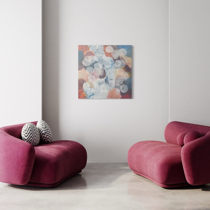 The artwork, Meditation Passage 14, by Carin Kulb Dangot, displayed in a room.