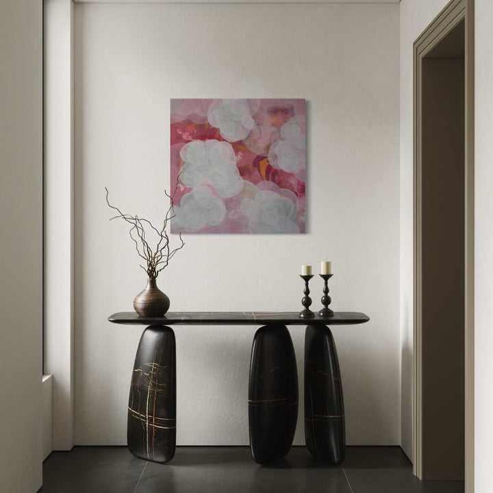The artwork, Meditation Passage 16, by Carin Kulb Dangot, displayed in a room.