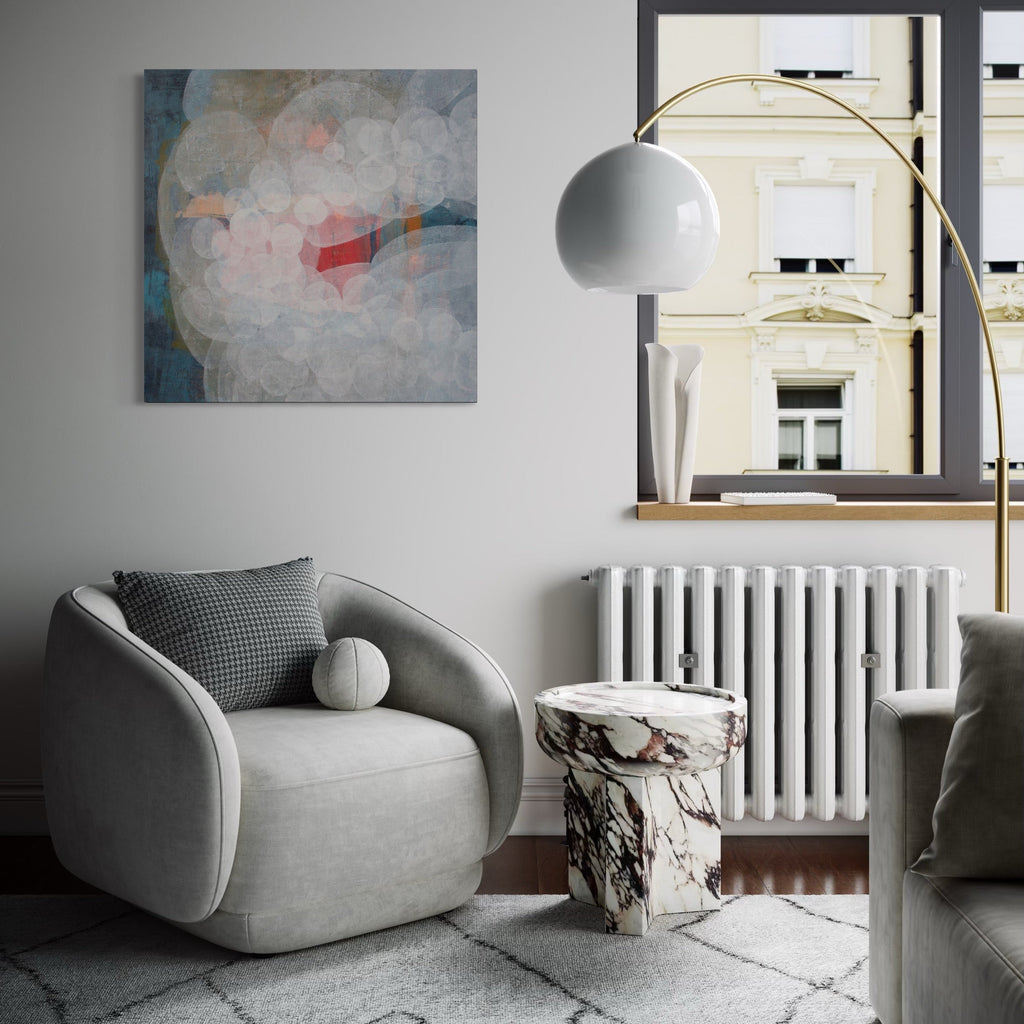 The artwork, Meditation Passage 3, by Carin Kulb Dangot, displayed in a room.