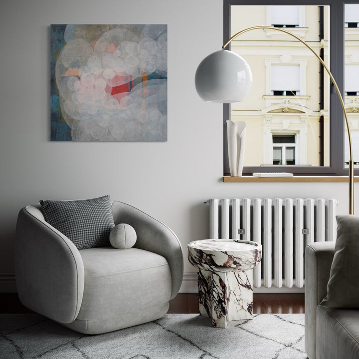 The artwork, Meditation Passage 3, by Carin Kulb Dangot, displayed in a room.