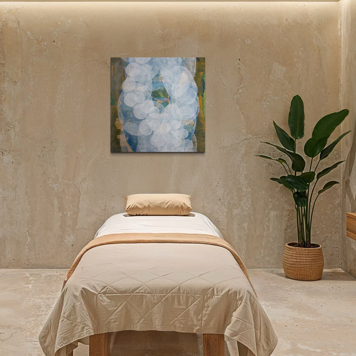 The artwork, Meditation Passage 4, by Carin Kulb Dangot, displayed in a room.