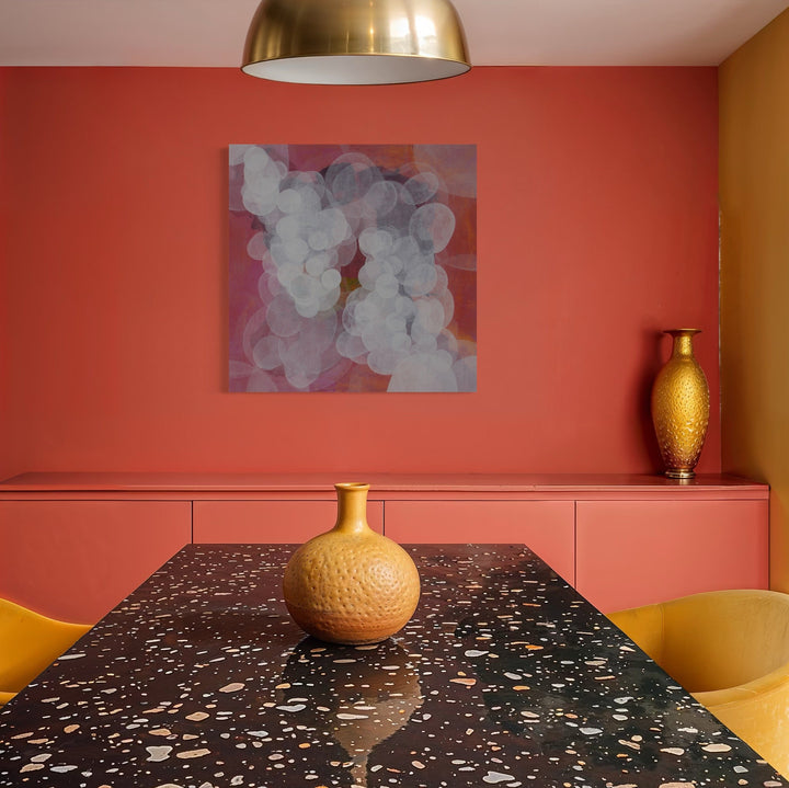 The artwork, Meditation Passage 5, by Carin Kulb Dangot, displayed in a room.