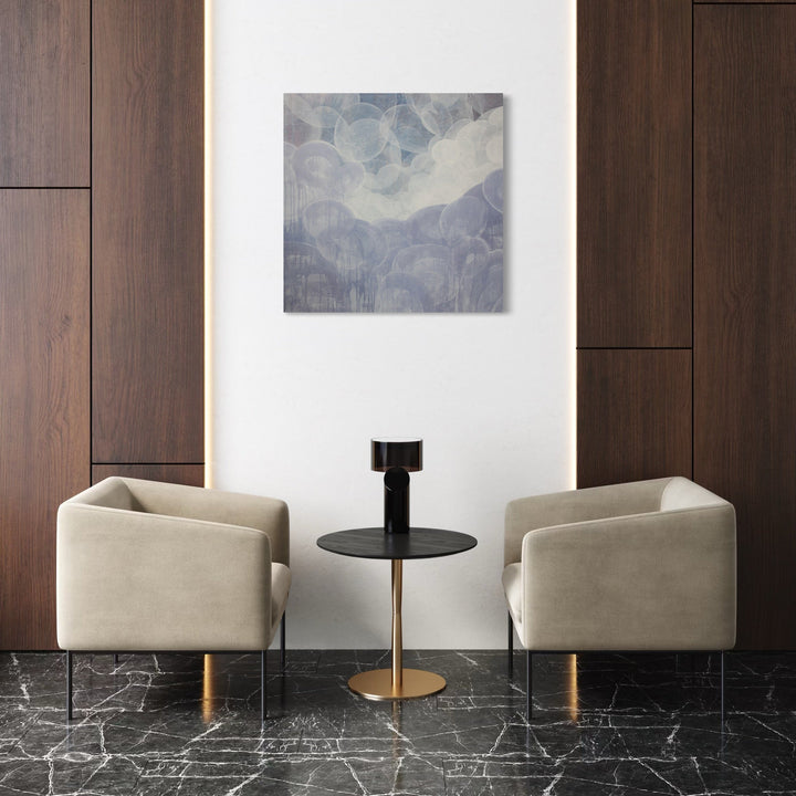 The artwork, Meditation Passage 9, by Carin Kulb Dangot, displayed in a room.