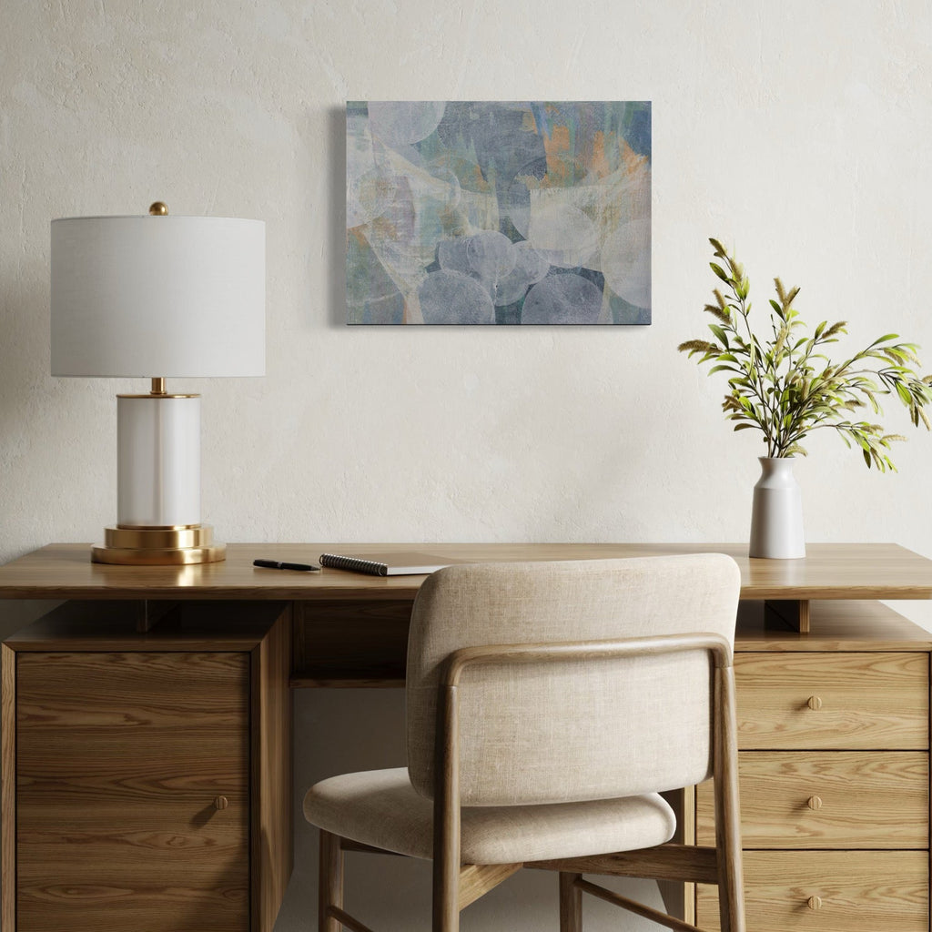The artwork, Meditation Set 1.25, by Carin Kulb Dangot, displayed in a room.