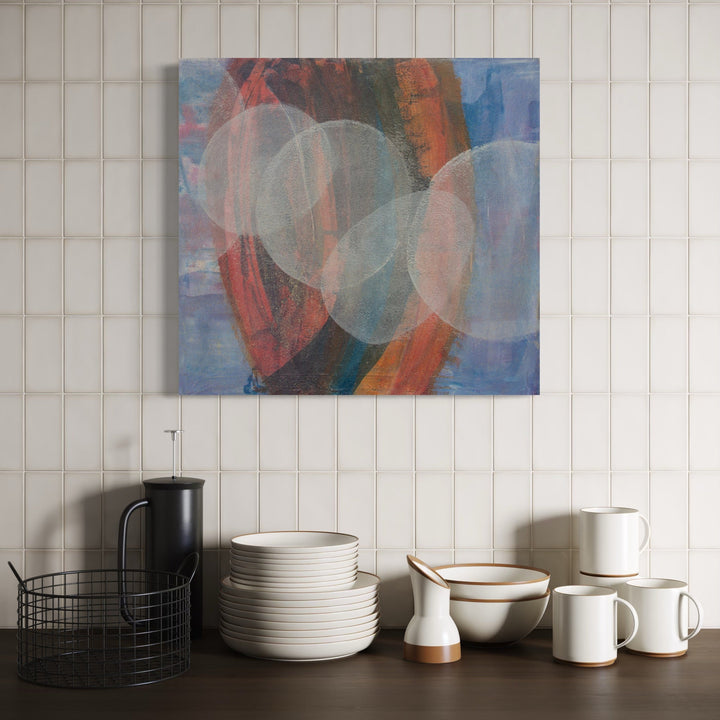 The artwork, Meditation Set 3.25, by Carin Kulb Dangot, displayed in a room.