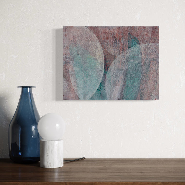 The artwork, Meditation Set 6.25, by Carin Kulb Dangot, displayed in a room.