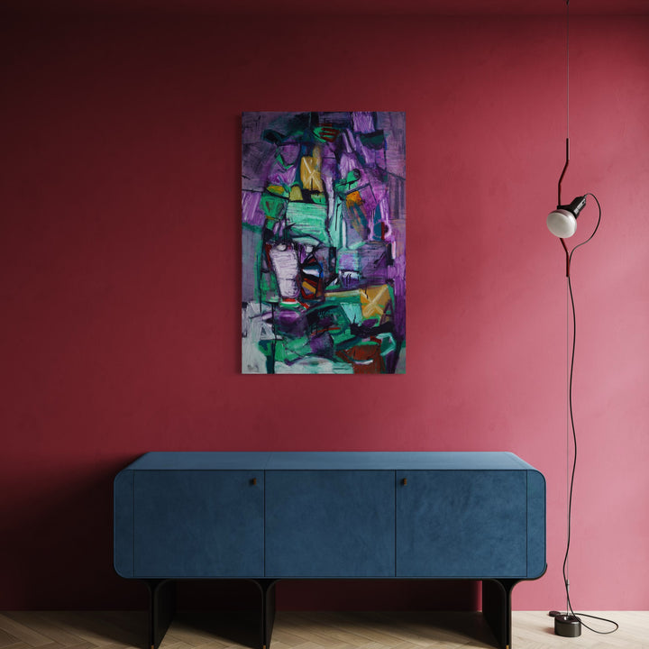 The artwork, Nostalgia, Nutcrackers, and Neverland: Melchior's Tree, by Lia Rodi, displayed in a room.