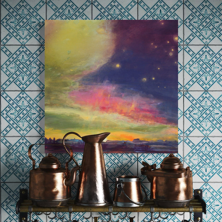 The artwork, Midnight Sun, by Carla Forrest, displayed in a room.