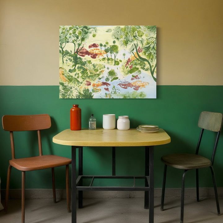 The artwork, Migrants, by Marlene Struss, displayed in a room.