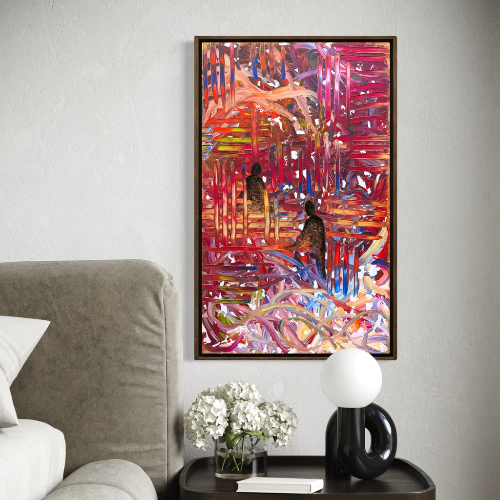 The artwork, Miscommunication, by Hillary Hany, displayed in a room.