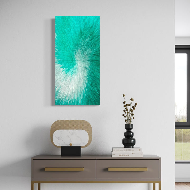 The artwork, Mismatched Recycled ii, by Anne Cherubim, displayed in a room.