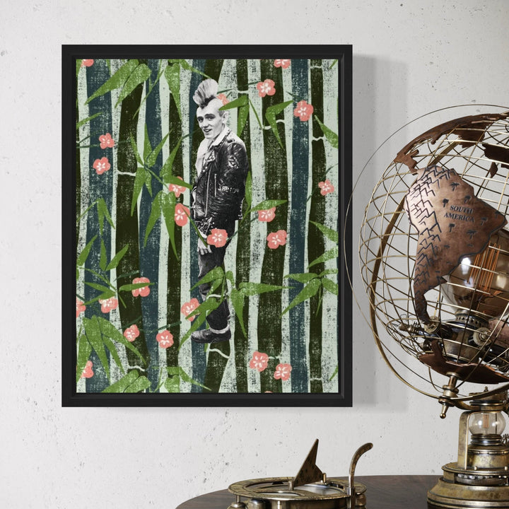 The artwork, Mohawk Guy, by Theresa Gooby, displayed in a room.