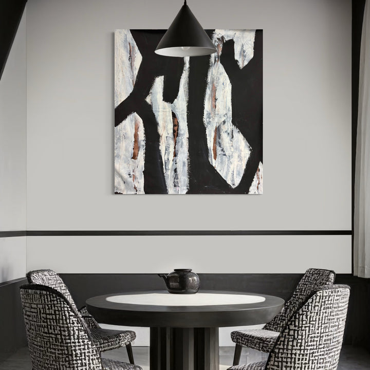The artwork, Moody Fall 15, by Albion Vu, displayed in a room.