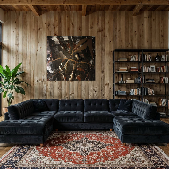 The artwork, Moody Fall 16, by Albion Vu, displayed in a room.