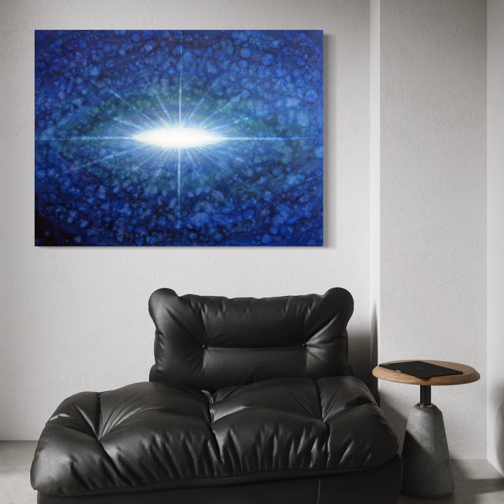 The artwork, Moon #1, by Sonomi Kobayashi, displayed in a room.