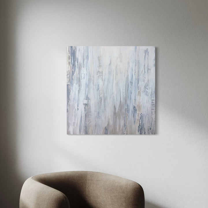 The artwork, Muted Reflections , by Benna Holden, displayed in a room.