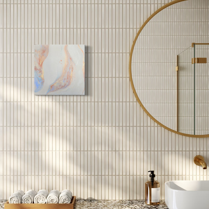 The artwork, Mystical Sunset, by Swann Freslon, displayed in a room.