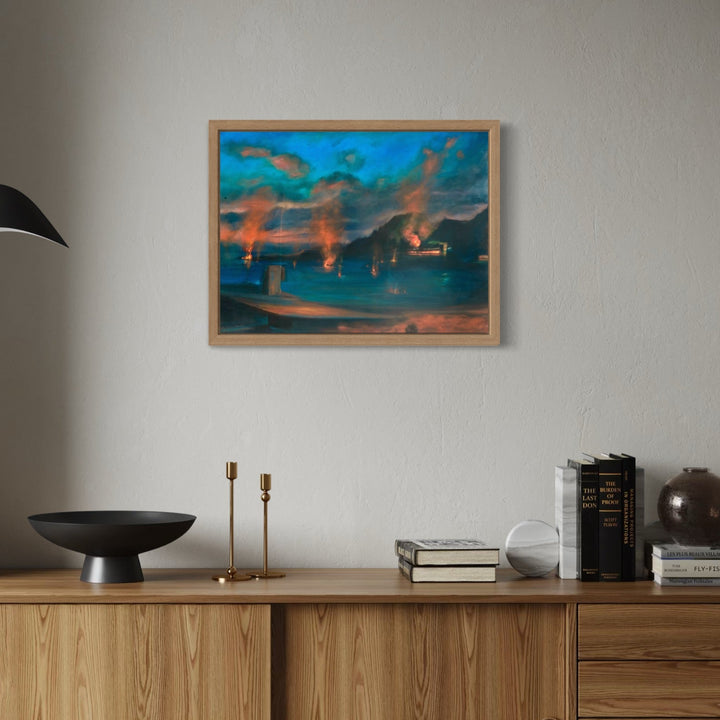 The artwork, Mythos, Chaos, by Regina Miele, displayed in a room.