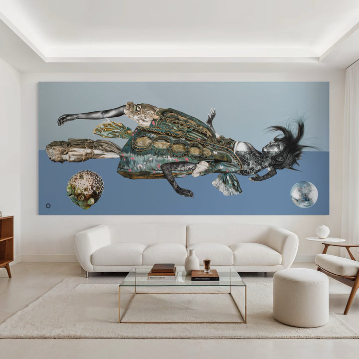 The artwork, NINGYO III, by Lisyanet Rodriguez, displayed in a room.