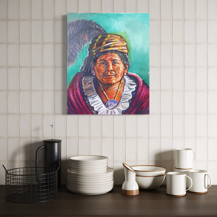 The artwork, Native American, ca. 1780, by David Bunn Martine, displayed in a room.