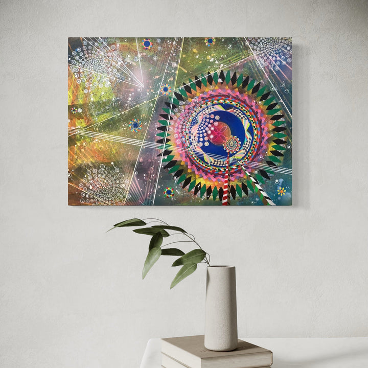 The artwork, Near and Far, by Amy Cheng, displayed in a room.