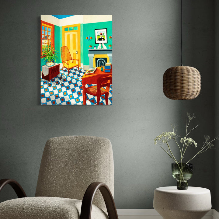 The artwork, New Orleans Touch, by Roxa Smith, displayed in a room.