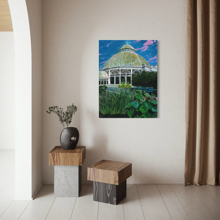 The artwork, New York Botanical Garden (The Bronx), by David Bunn Martine, displayed in a room.