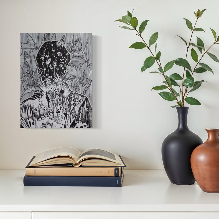 The artwork, New and Familiar - Study 1, by Laurie Shapiro, displayed in a room.