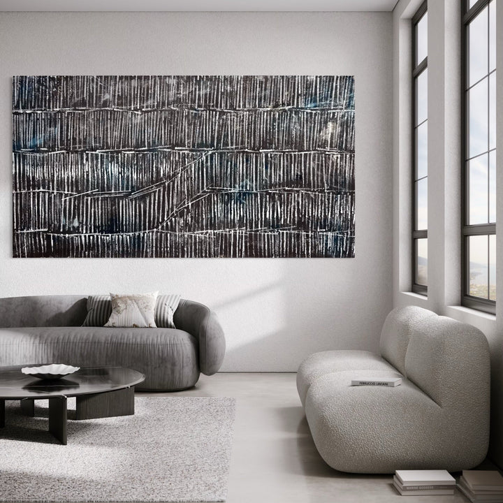 The artwork, Next Move 13, by Albion Vu, displayed in a room.
