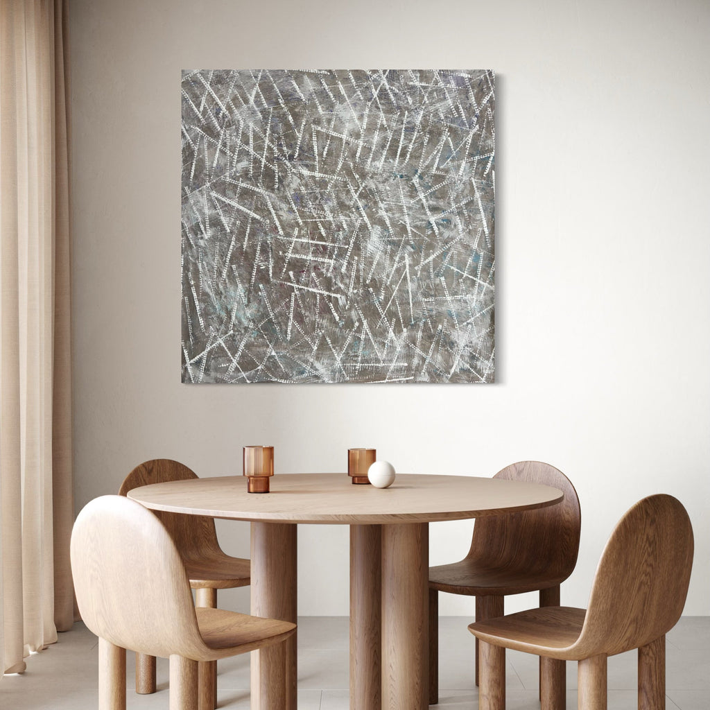 The artwork, Next Move 6, by Albion Vu, displayed in a room.