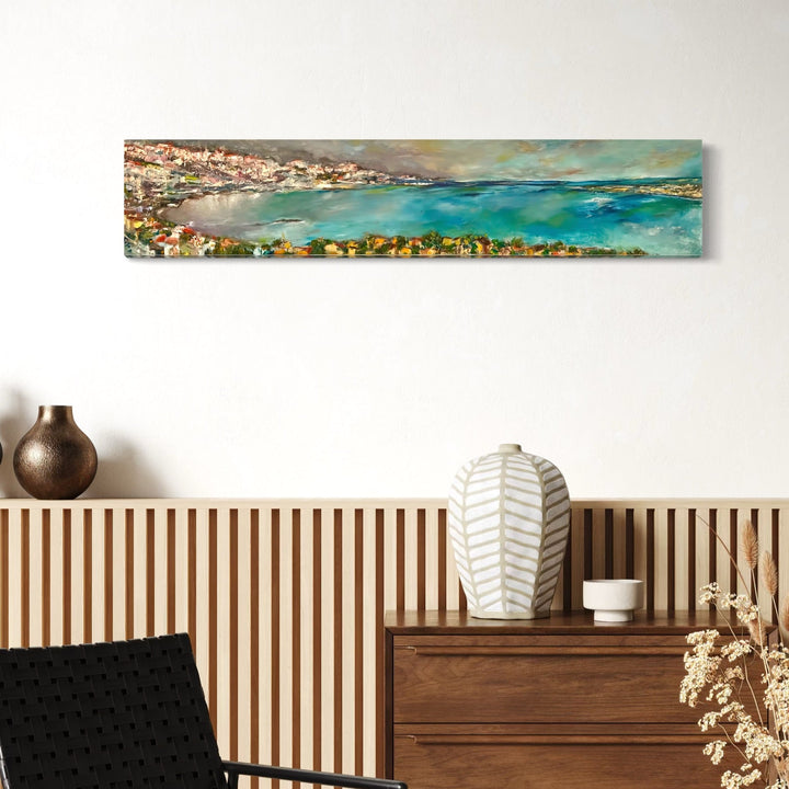 The artwork, Niceville, by Rita BasuMallick, displayed in a room.