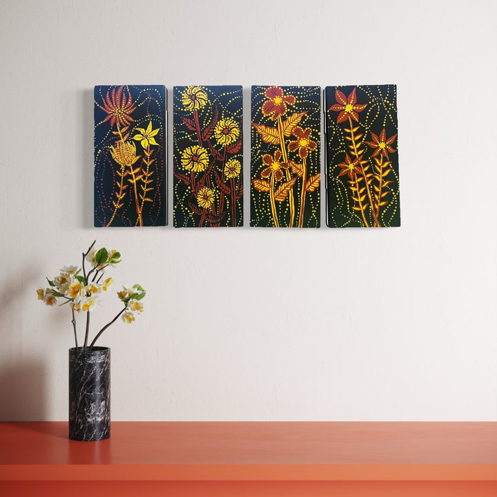 The artwork, Night Garden, by Sunny Chapman, displayed in a room.