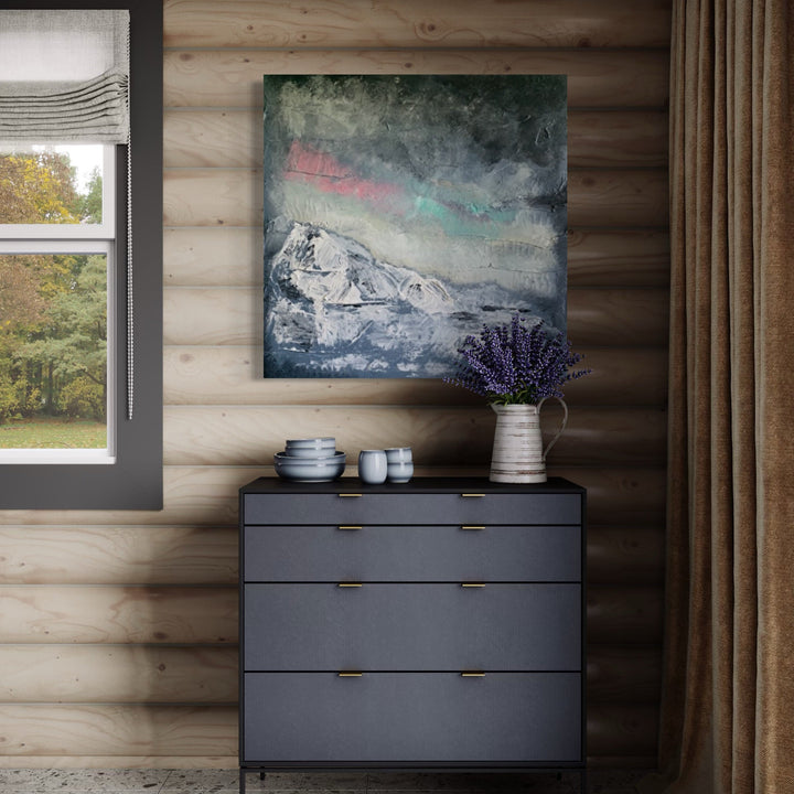 The artwork, Northern Lights , by Tammy Kushnir, displayed in a room.