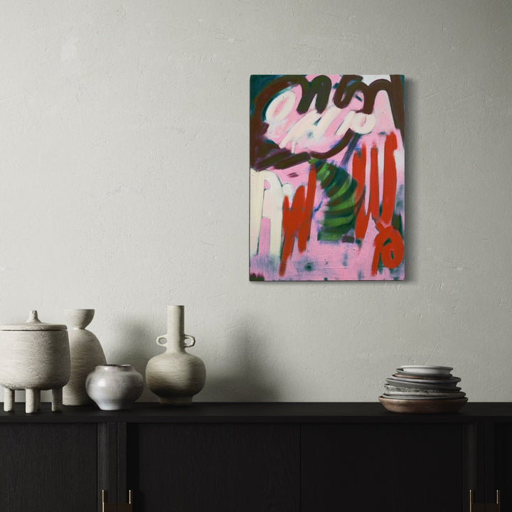 The artwork, Nostalgia: Remy's Grab Nabber, by Lia Rodi, displayed in a room.