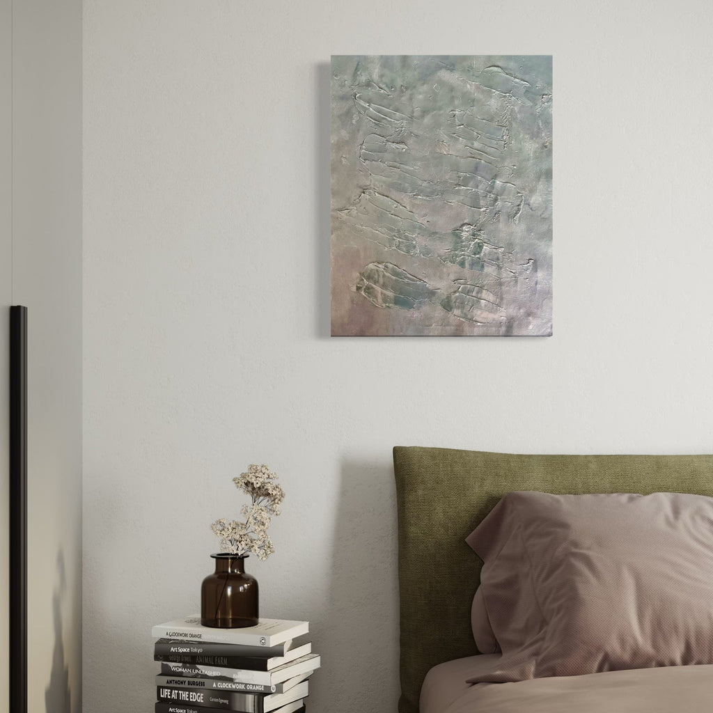 The artwork, Nuances of Depth 1, by Albion Vu, displayed in a room.