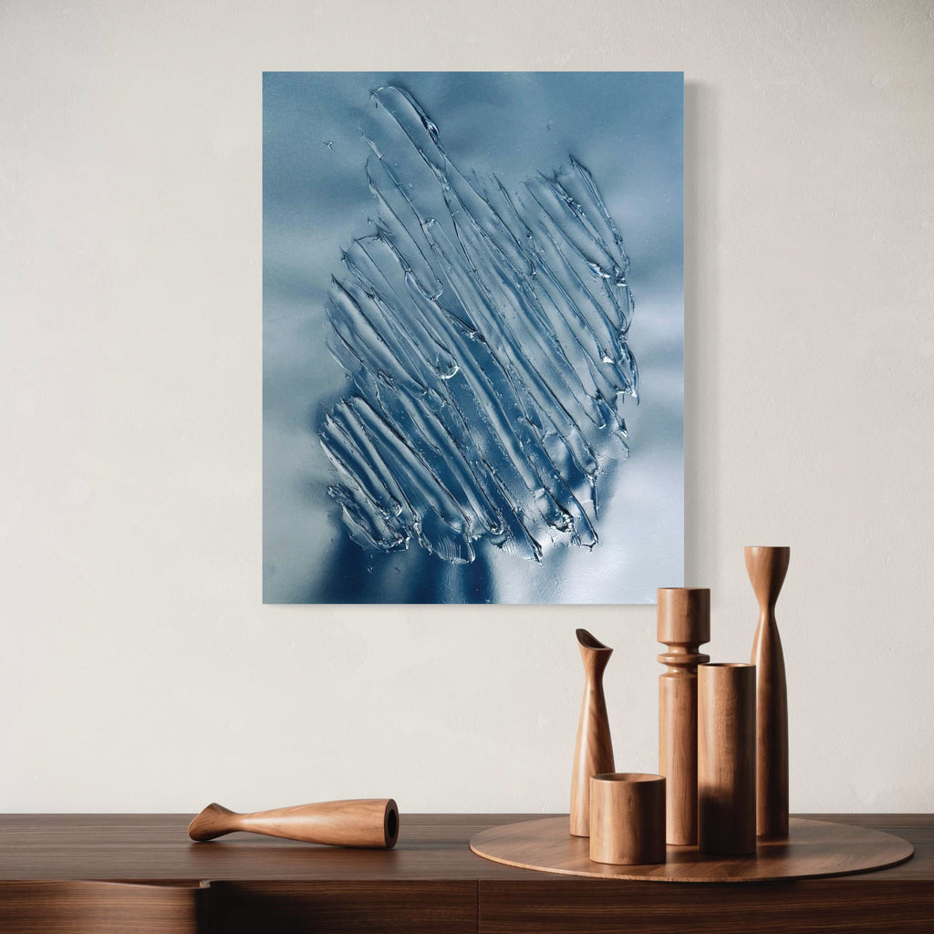 The artwork, Nuances of Depth 6, by Albion Vu, displayed in a room.