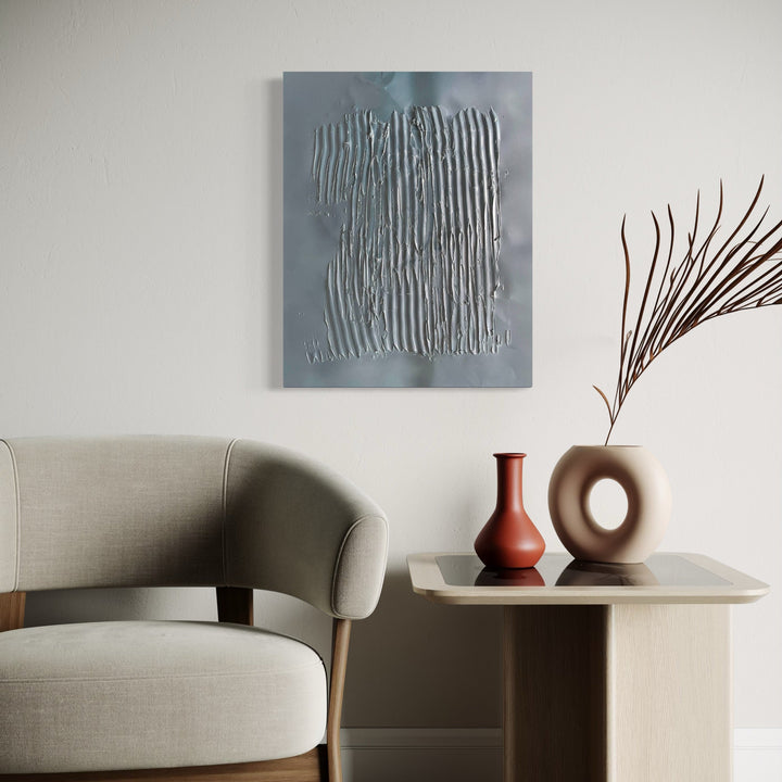 The artwork, Nuances of Depth 8, by Albion Vu, displayed in a room.
