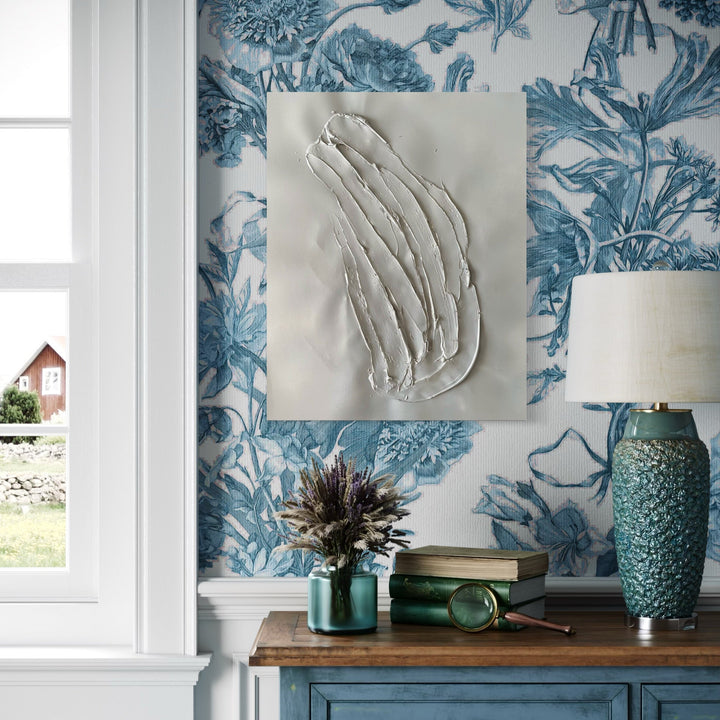 The artwork, Nuances of Depth 9, by Albion Vu, displayed in a room.