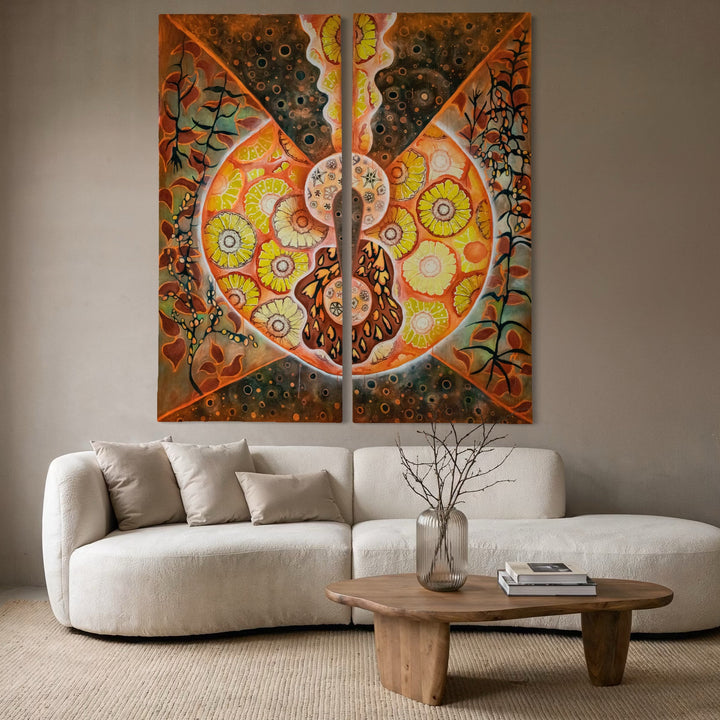 The artwork, OW 1, by Laurie Shapiro, displayed in a room.