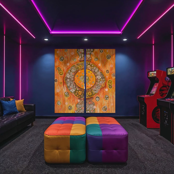 The artwork, OW 5, by Laurie Shapiro, displayed in a room.