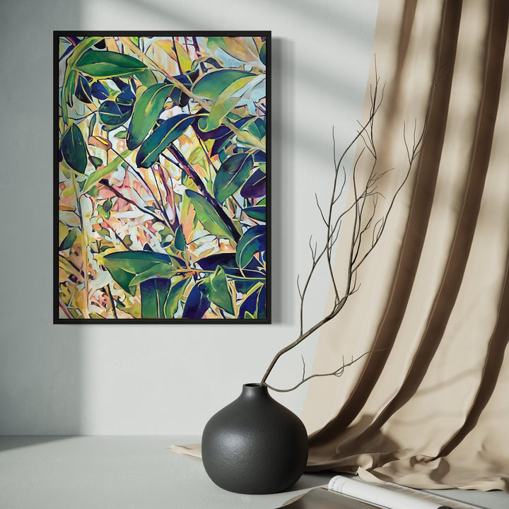 The artwork, Olive Tree, by Jane E. Skafte, displayed in a room.