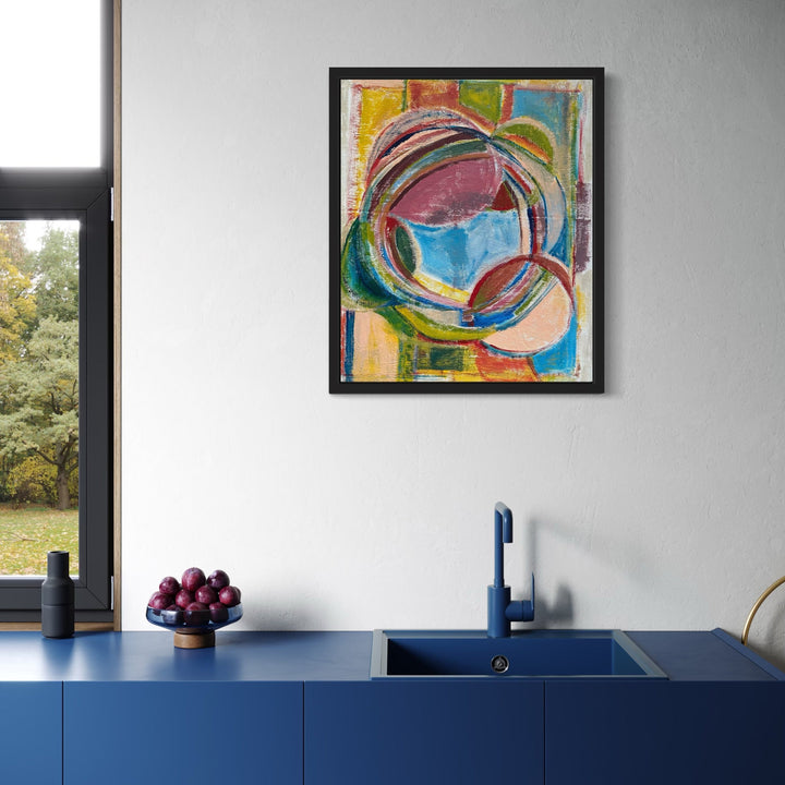 The artwork, Orphism Revisited, by Beth Barry, displayed in a room.