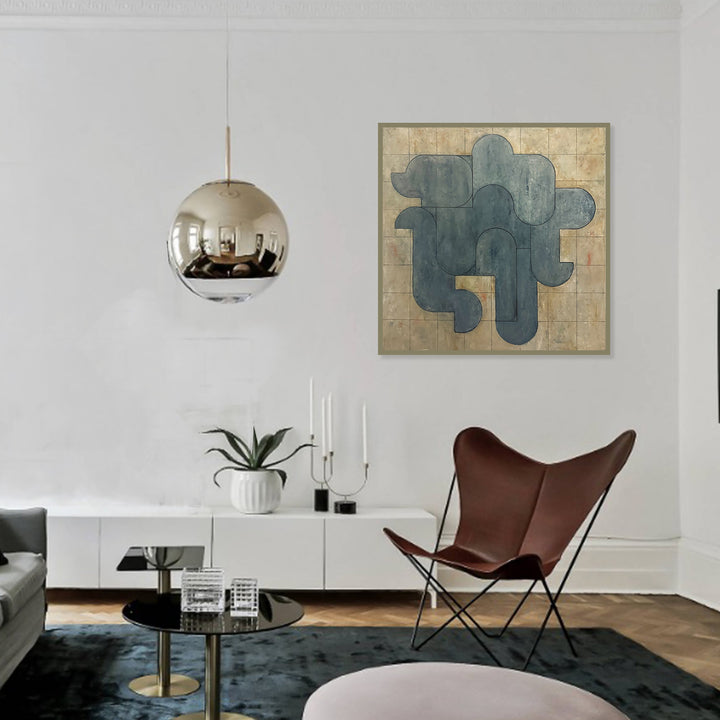 The artwork, Out of This World, by Stephen Cimini, displayed in a room.