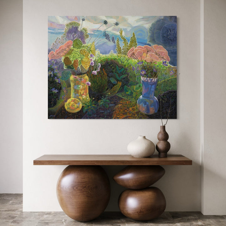 The artwork, Parsley in Summer, by Gina Blickenstaff, displayed in a room.