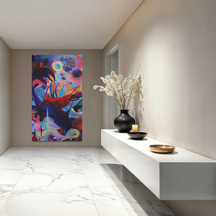 The artwork, Passar, by Carin Kulb Dangot, displayed in a room.