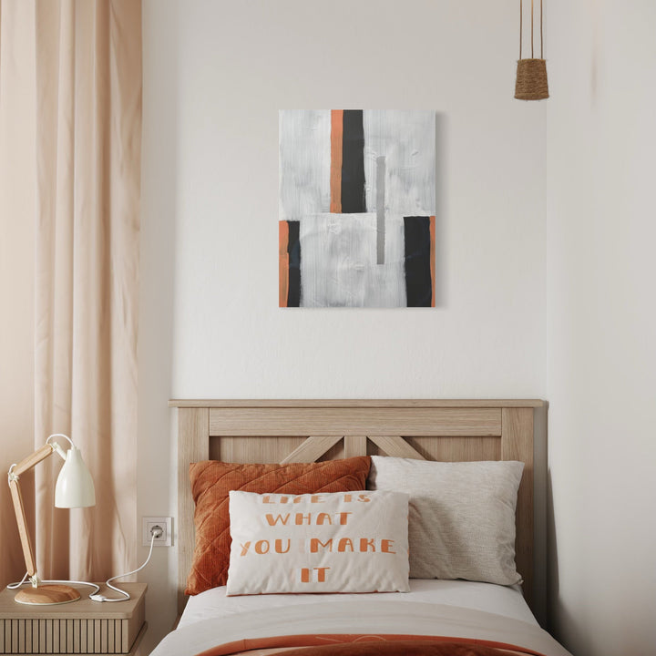 The artwork, Nueances of Depth, by Albion Vu, displayed in a room.